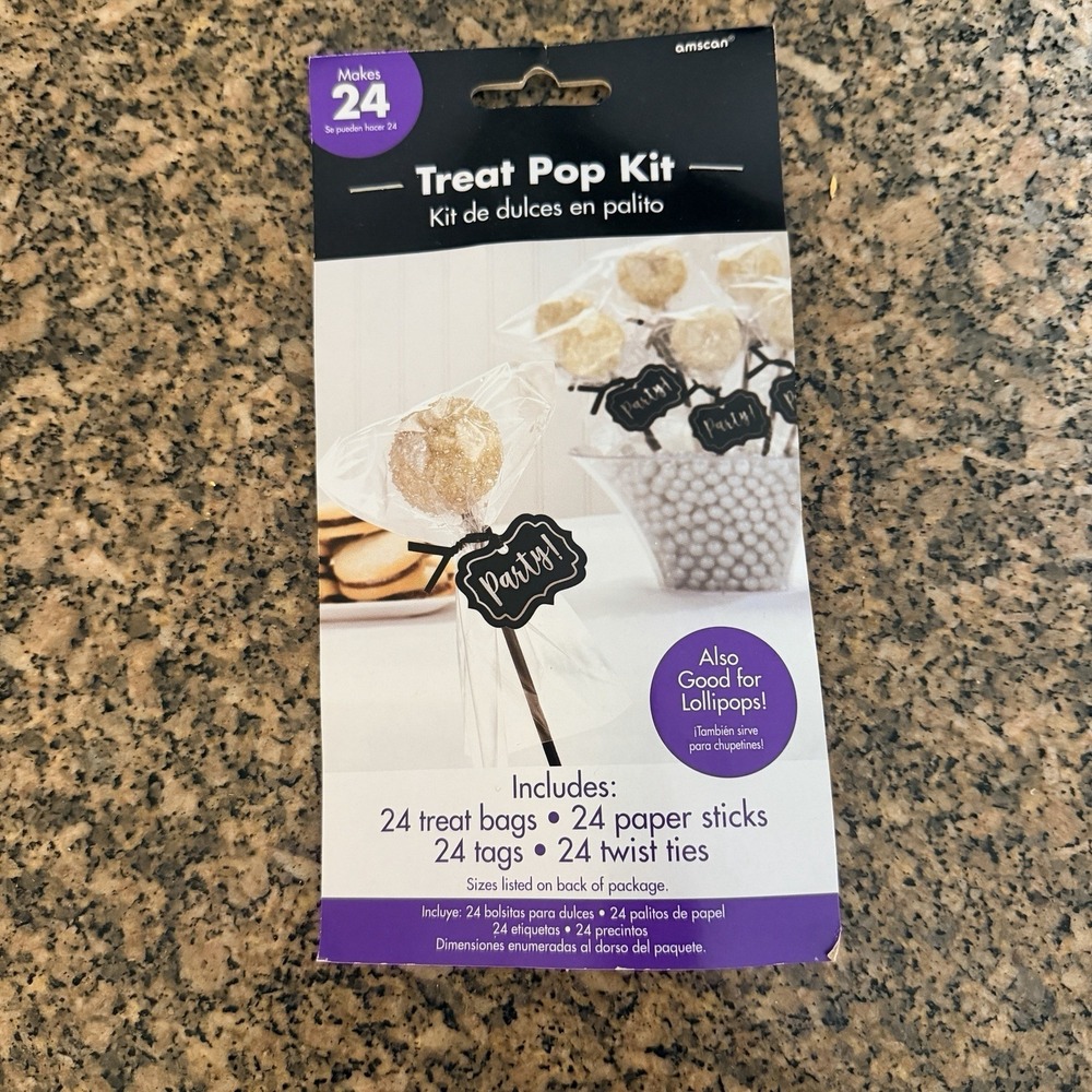 Lollipop Treat Cake Pop Kit-24 of each: Sticks, 4x6 Bags, Twist Ties, Party Tags